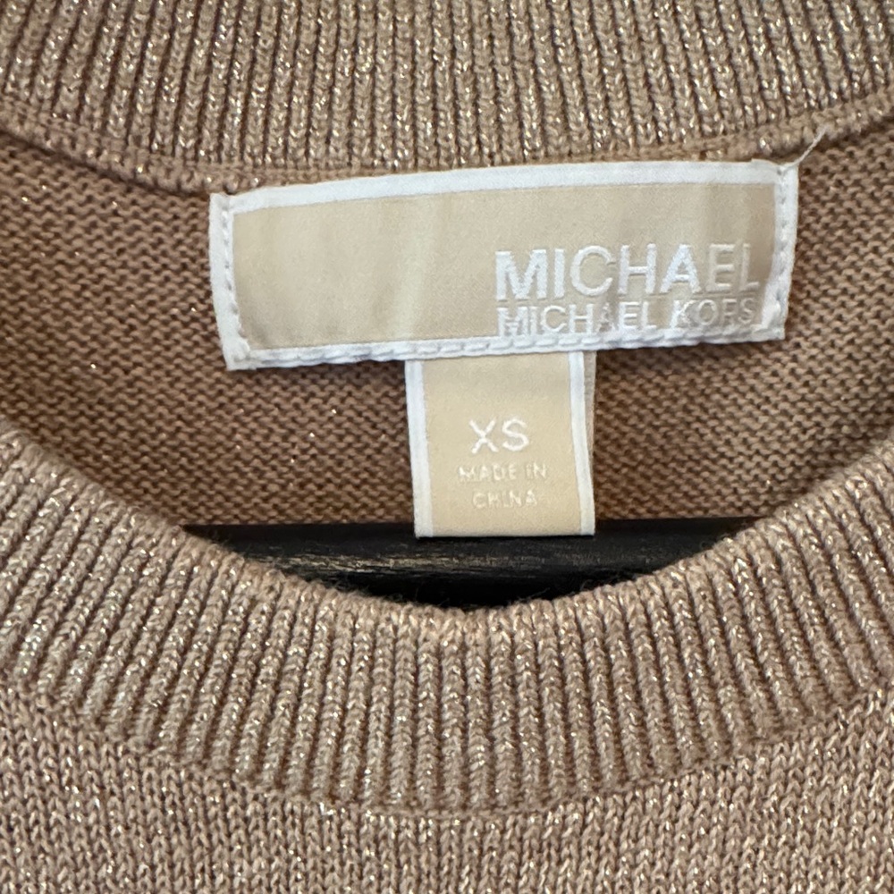 Michael Kors Women's Gold Tan Off-the-Shoulder Sweater - Picture 3 of 13